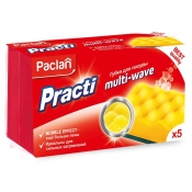 Губки «Paclan Practi» Multi-Wave для мытья посуды (10 x 7 x 4см.,5 шт./1 уп.)